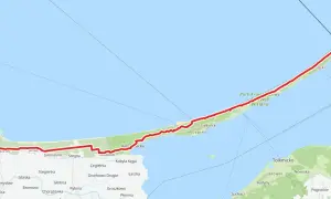 Trasa rowerowa wzdłuż wybrzeża Mierzei Wiślanej, od Mikoszewa po Piaski.