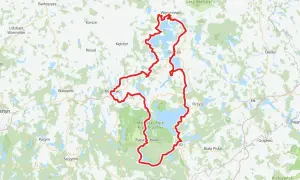 Trasa rowerowa wokół jezior, przez Mazurski Park Krajobrazowy, z Węgorzewa do Rucianej-Nidy.